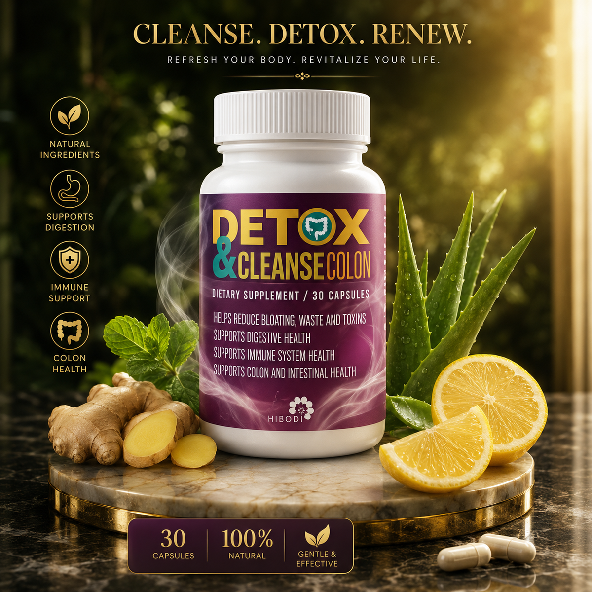 Detox & Cleanse Colon Supplement – 30 Capsules, Digestive Health & Gut Support