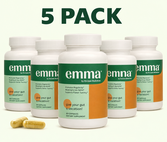 Emma Gut Health Supplement 5 Pack – Digestive Support, Regularity & Bloating Relief, 60 Capsules Each