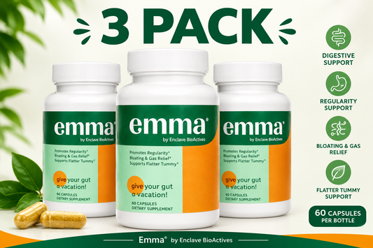 Emma Gut Health Supplement 3 Pack – Digestive Support, Regularity & Bloating Relief, 60 Capsules Each