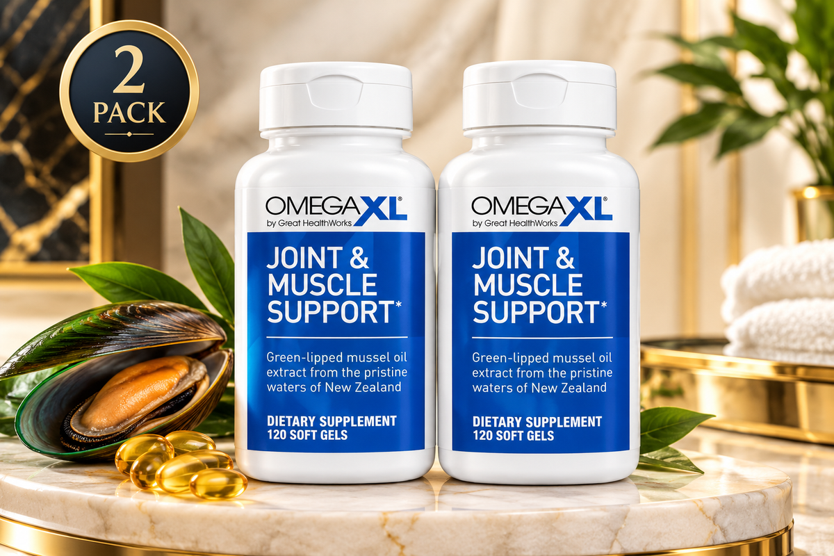 OmegaXL Joint & Muscle Support Supplement 2 Pack – Green-Lipped Mussel Oil Extract, 120 Soft Gels Each