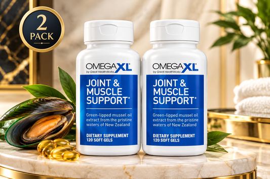 OmegaXL Joint & Muscle Support Supplement 2 Pack – Green-Lipped Mussel Oil Extract, 120 Soft Gels Each
