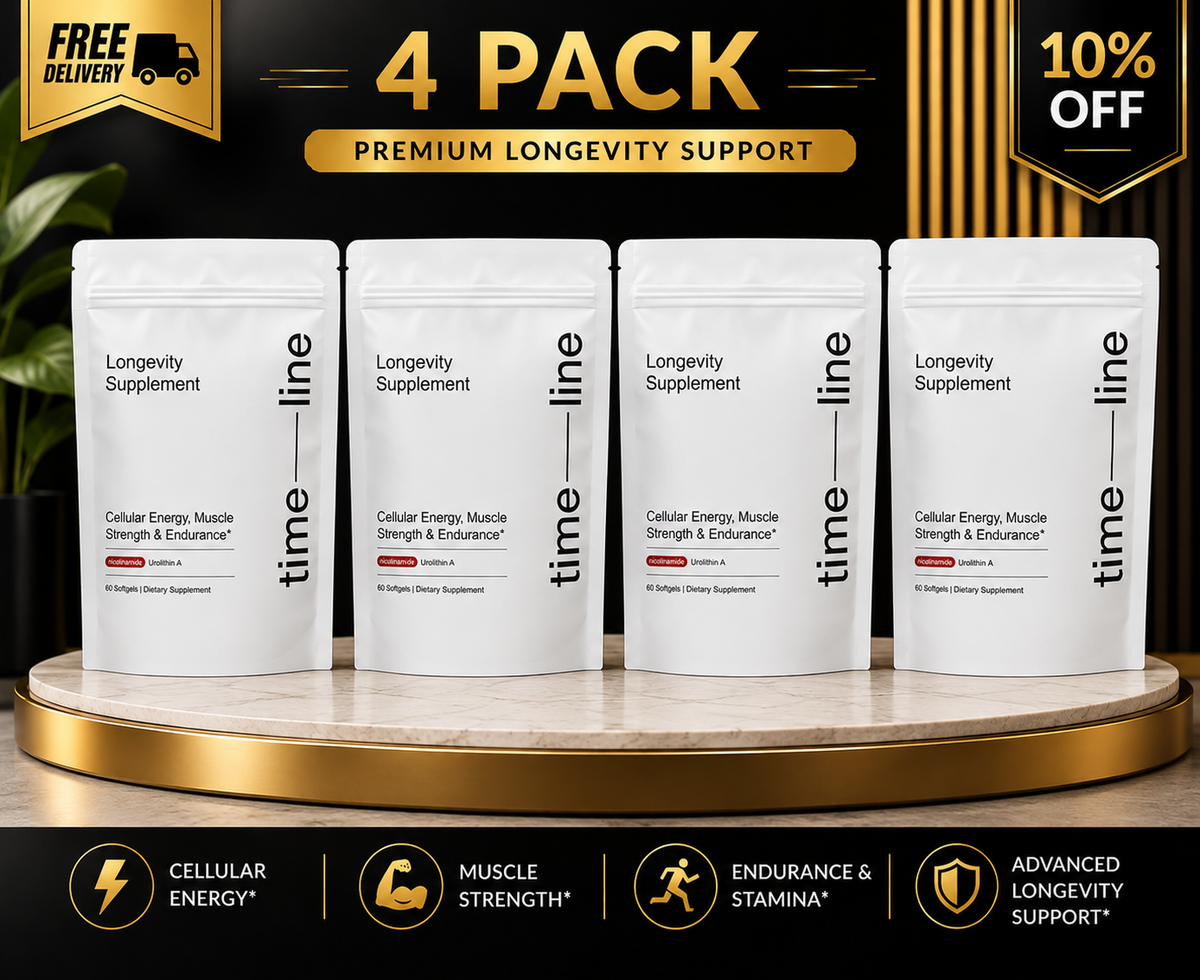 Timeline Longevity Supplement – 4 Pack, 60 Softgels Each, Cellular Energy & Muscle Support