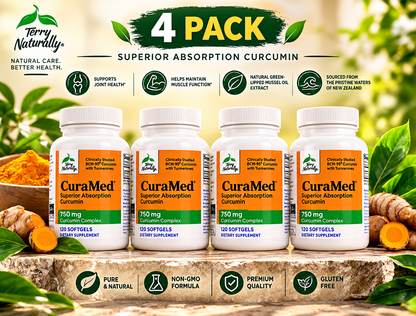 Terry Naturally CuraMed Curcumin 750 mg – 4 Bottle Value Pack